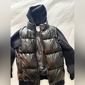 Appaman boys Black Hooded Puffer Jacket/vest- removable sleeves.